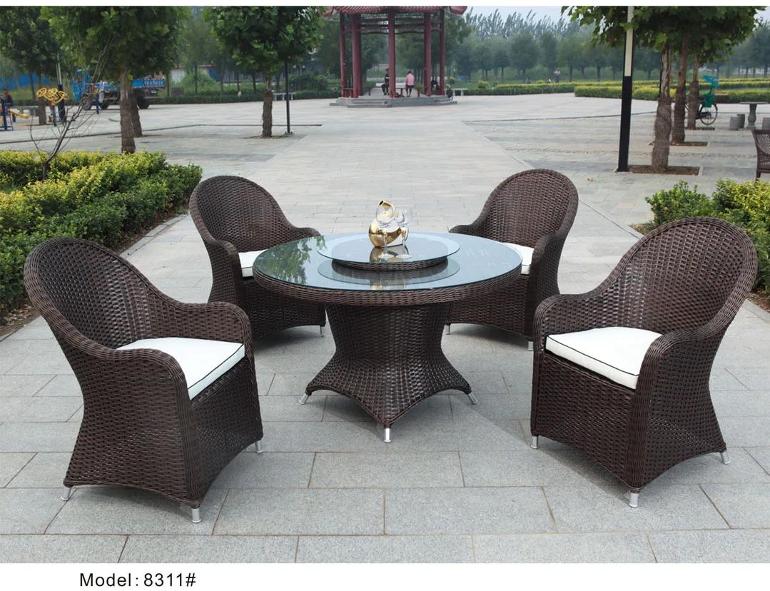 5 pieces rattan wicker dining set outdoor furniture garden wicker rotated dining table & chair furniture