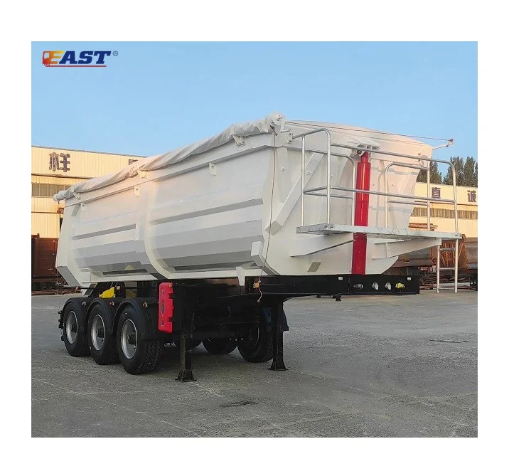 EAST 3 Axles Single tire rear dump trailer hydraulic cylinder dump trailer hydraulic