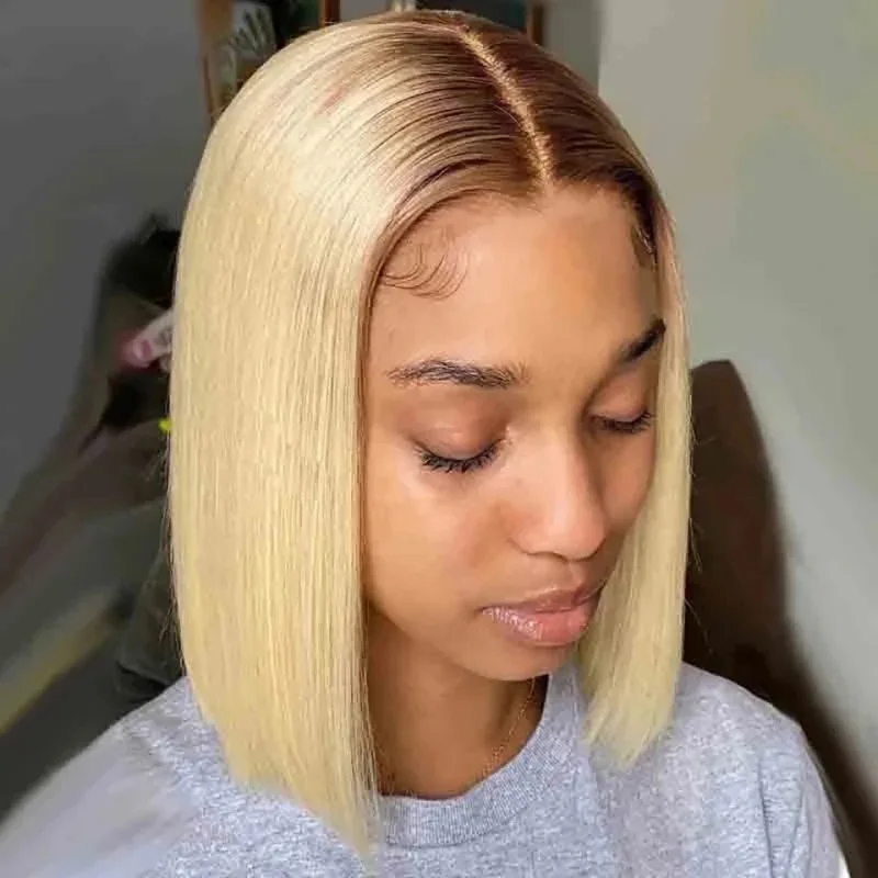 Vigorous 12 Inch Bob Brown Color Synthetic Wig For Lady Natural Relaxed Straight Short Shoulder Length Straight Wigs for Women