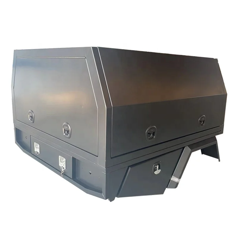 4x4 Black Aluminum Tool Box Truck Canopy And Ute Tray With Dog Box And Jack Legs For Pickup,Truck,Camping,Van