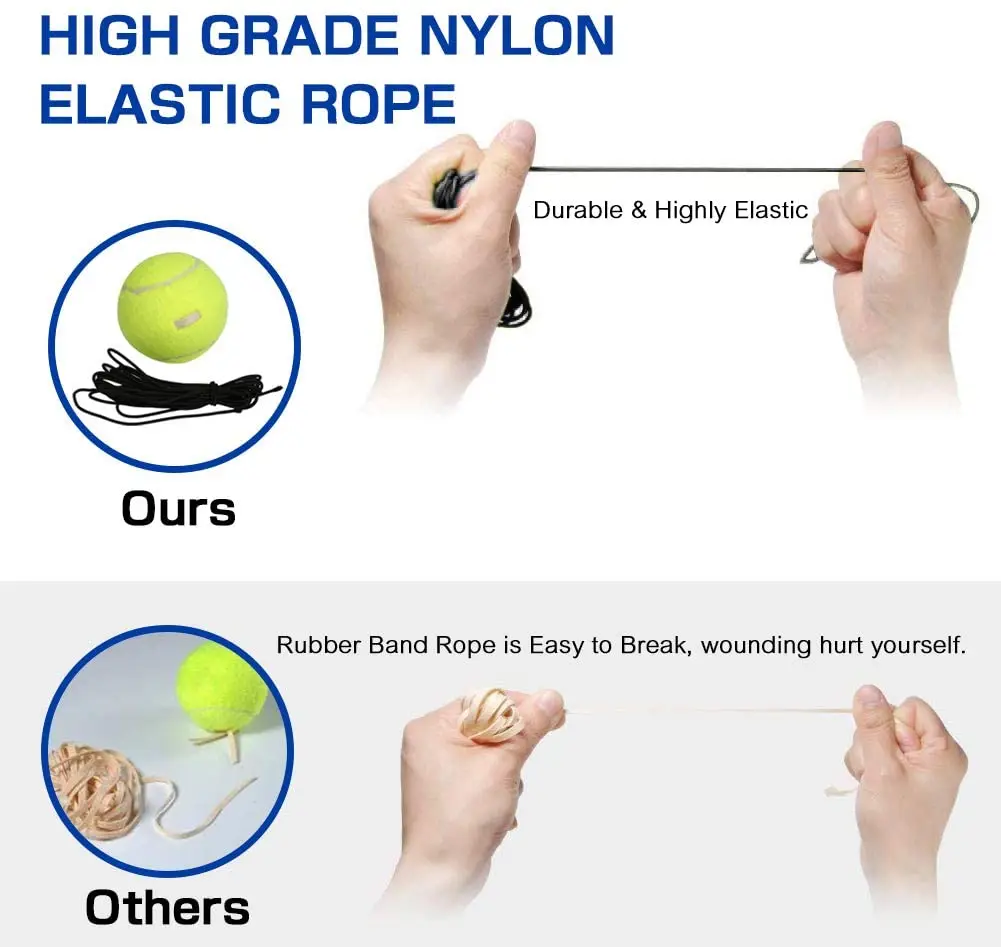 Heavy Duty Tennis Training Tool Basic Exerciser Elastic Rope Automatic Rebound Rubber Tennis Trainer Partner Sparring Device