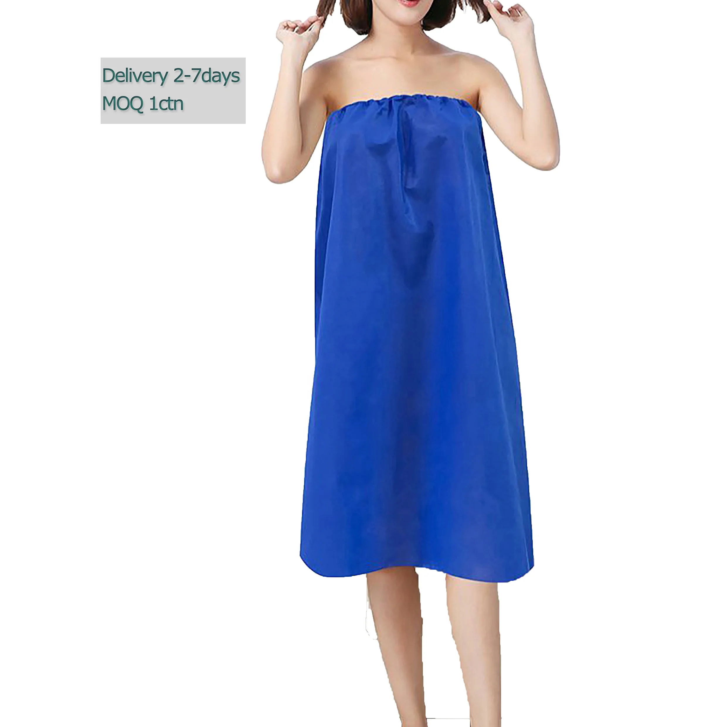 Disposable Strapless Spa Robe Non-woven Hotel Bathrobe Sauna Gown Disposable Body Wrap Robe For Beauty Salon
