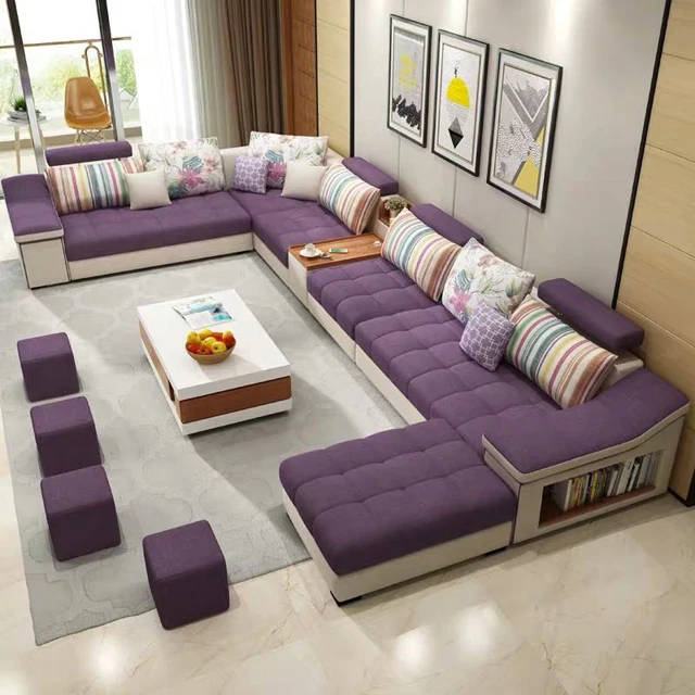 5 Years Quality Guarantee U Shape 7 Seater Corner Drawing Room Sofa CEFS004