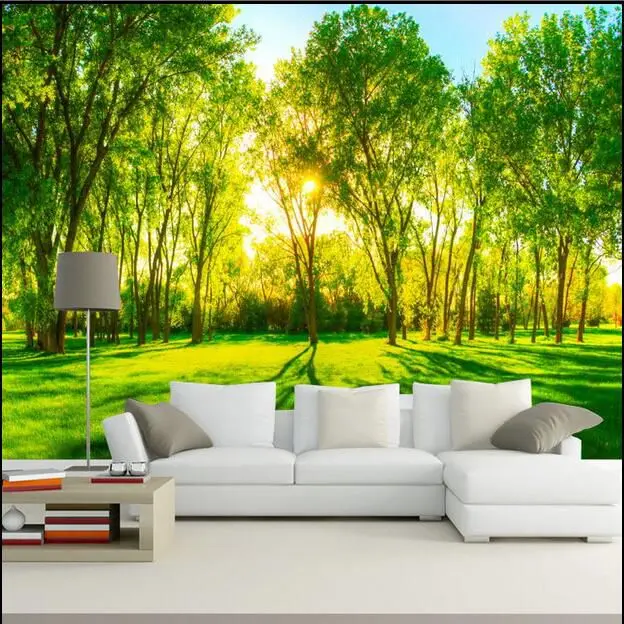 Custom Forest Scenery Murals, Pastoral 3d Forest Tree Scenery Wallpaper, Living Room Bedroom Background Wallpaper