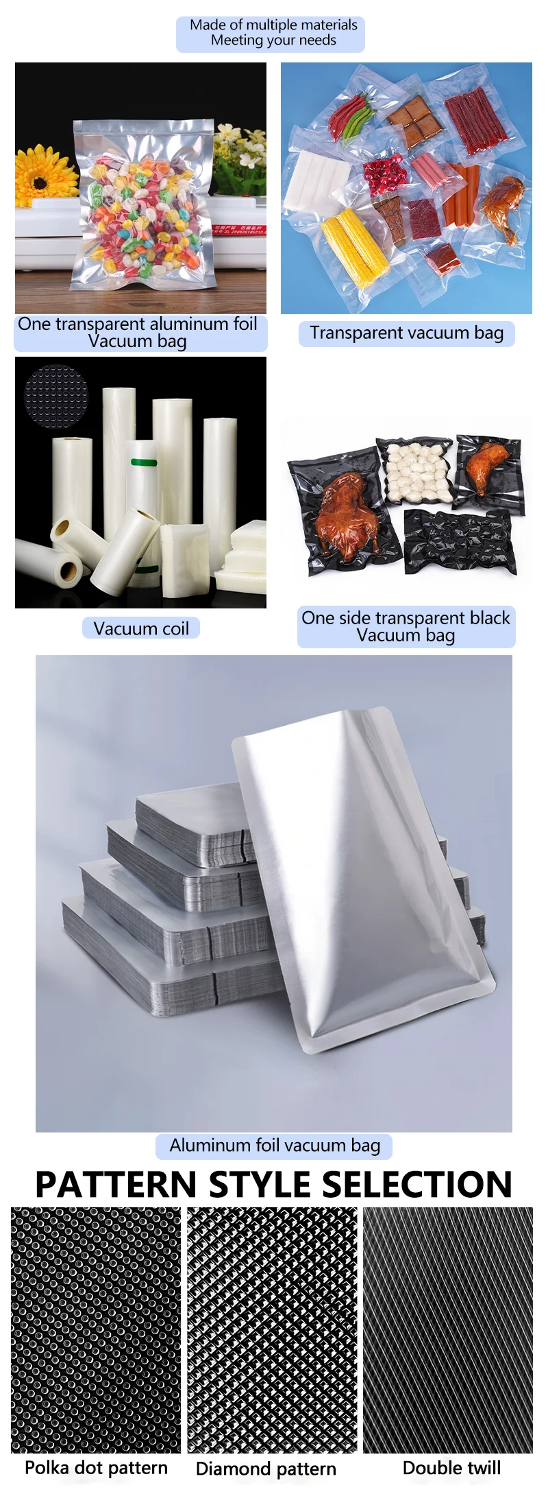 Custom Food Vacuum Sealer Plastic Fish Packing Bags For Sea Food