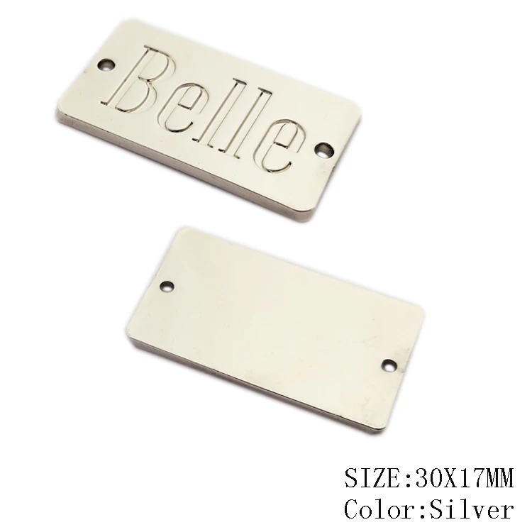 Silver logo making custom metal tags plates labels for clothing
