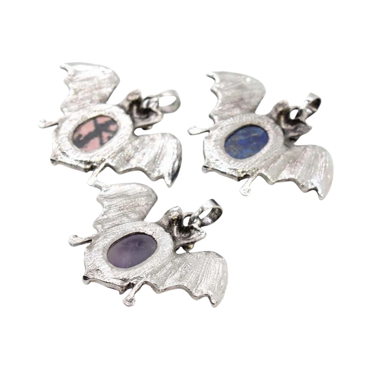 38X42MM Opalite Crystal Bat Shaped Retro Silver Pendant Can Be DIY Jewelry Production Jewelry Wholesale