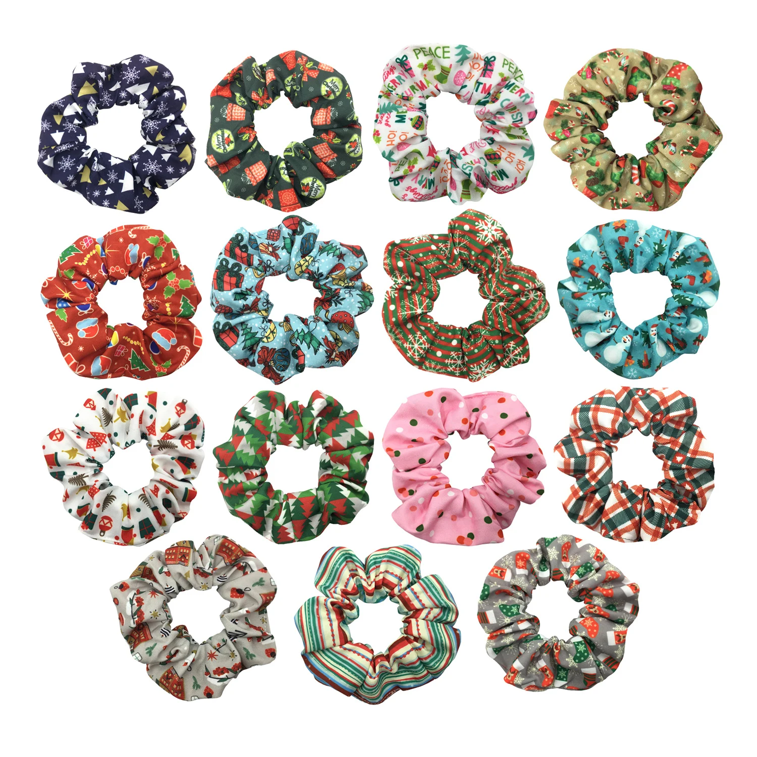 Wholesale Christmas Hair Scrunchies Soft Elastic Hair Bands Scrunchy Ties Christmas New Year Girls Hair Accessories for Women