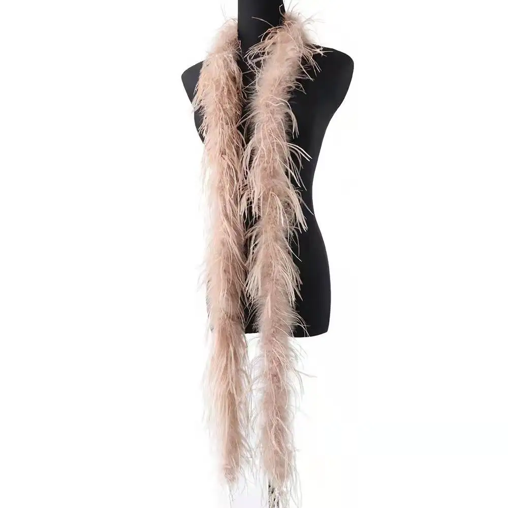 2meter  black white Ostrich feather boa Wholesale colorful Natural Ostrich Feather Boa for women lady scarf or Decoration