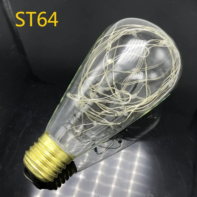 G95 G125 ST64 G80 Edison LED Творческий цветная лампа Ресторан Бар КТВ медный провод декоративные лампочки RGB 110V 220V