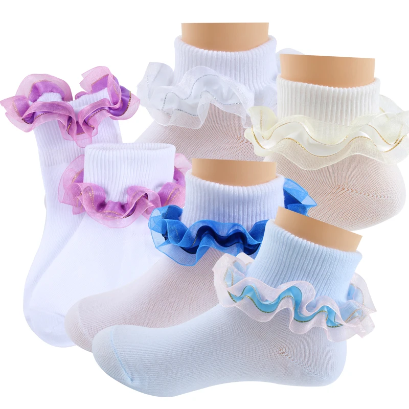 2 Layers Lace Socks Cute Princess  Girls Socks Two Ways To Wear Children Socks Wholesale