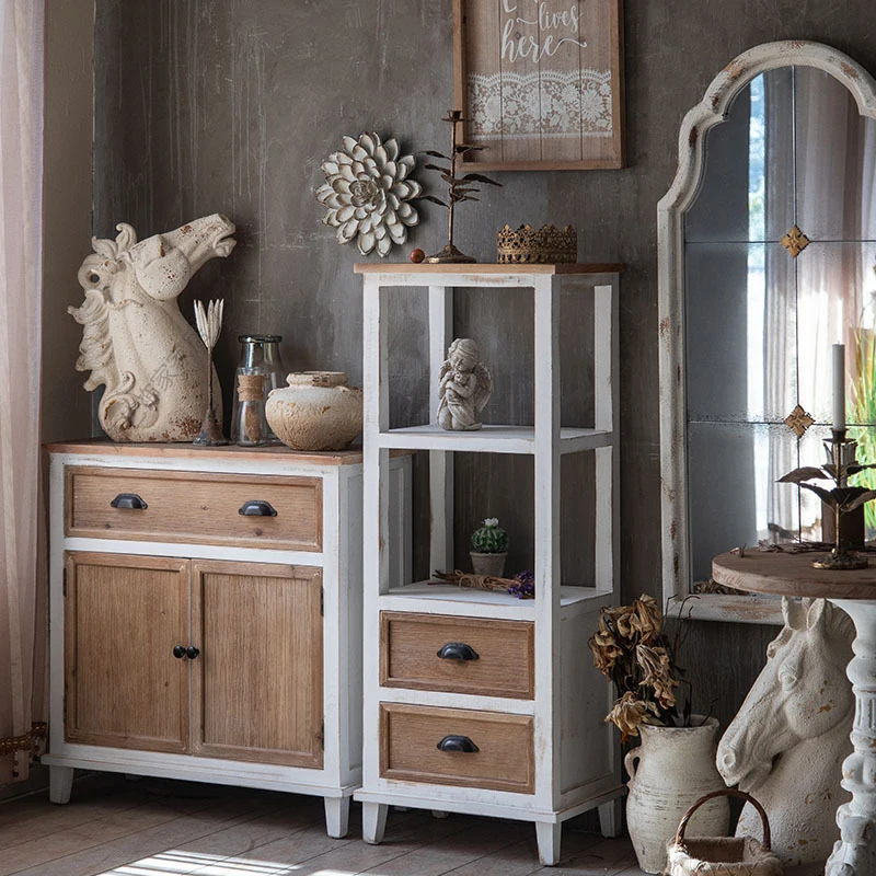 Fashionable Decor Wooden Drawer Cabinet Vintage Furniture  solid wood modern living room cabinet with shelf