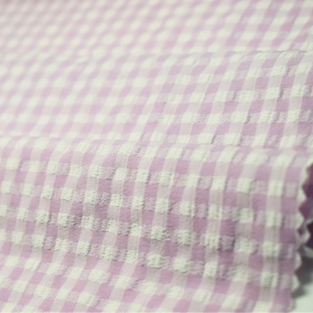 XB097 hot sale Woven jacquard plaid fabric textured Checkered seersucker for swimwear bikini swimsuit