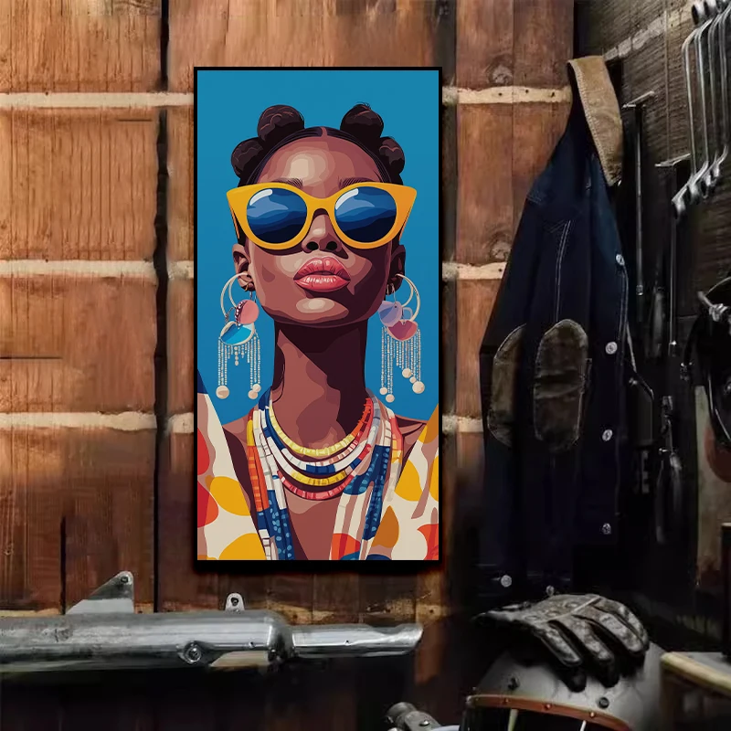 Modern Fashion African Women Portrait Painting Unique Creativity African Art Decor Colorful Living Room Bedroom Decoration