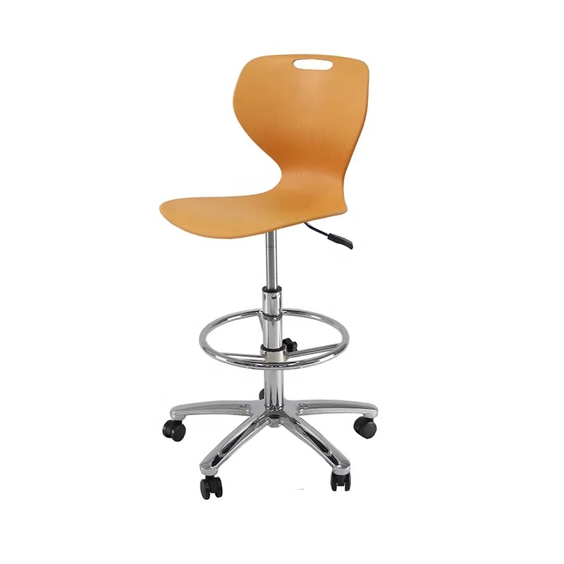 high quality one piece injection mold PP seat office school lab swivel height adjustable chair