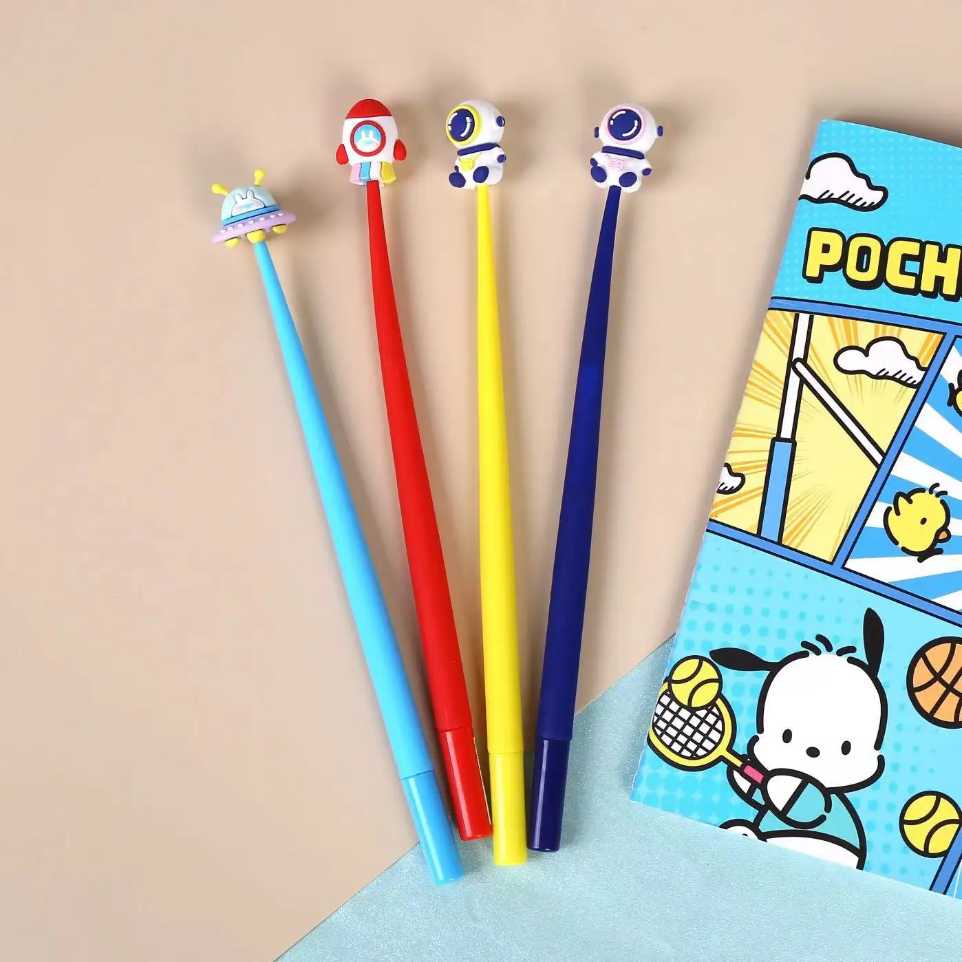 Wholesale  Manufacturer New Creative Soft Silicon Gel Pen Ink Pen Astronaut  Rocket Space Black Gel Pen for Kids