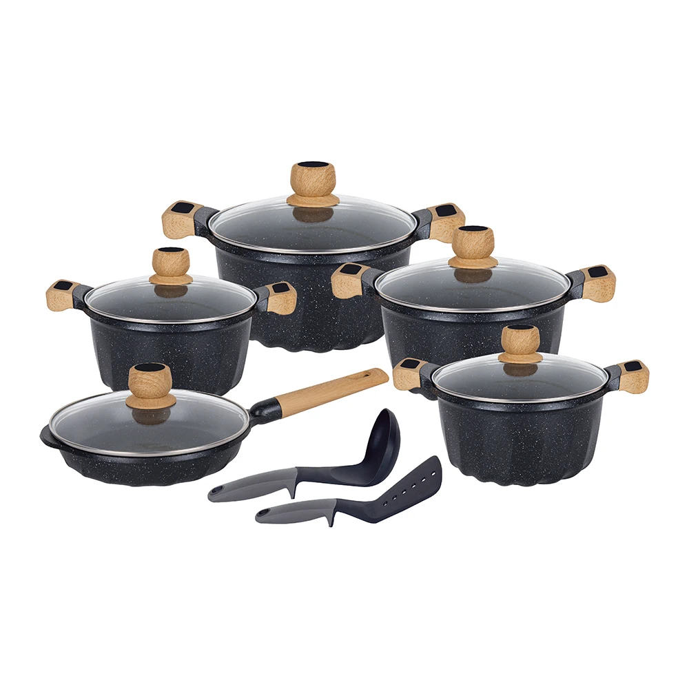 Hot Selling Cook-Lover High Quality 12 Pcs Die-casting  Aluminum Non Stick Soup Pot And Frying Pan  Cookware Set