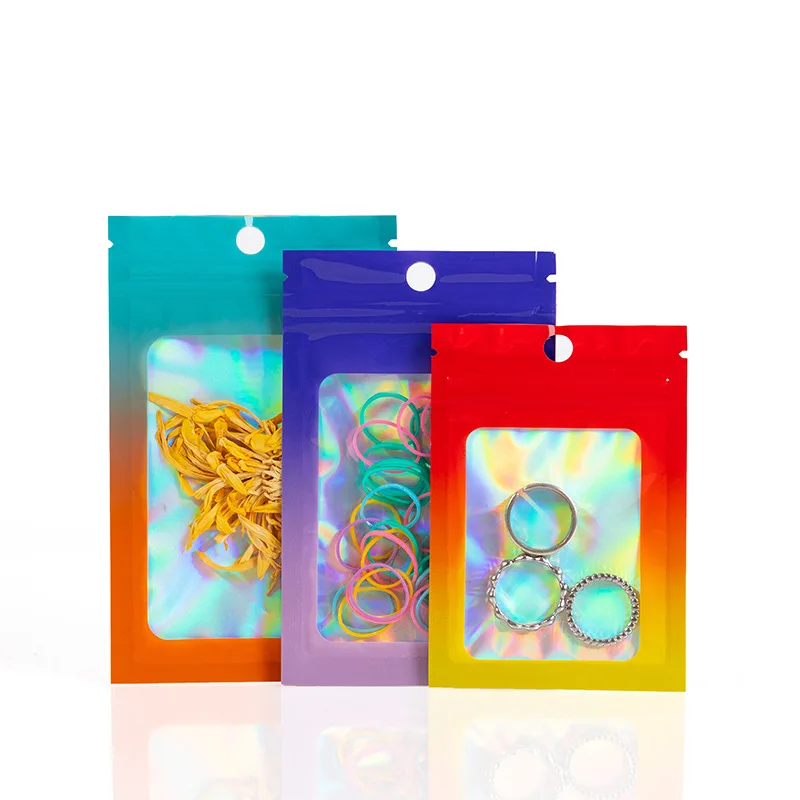 Custom Printed Transparent Window Plastic Mylar Ziplock Bag Heat Seal Reclosable Zipper Bag Small Sachet Food Sample Bag