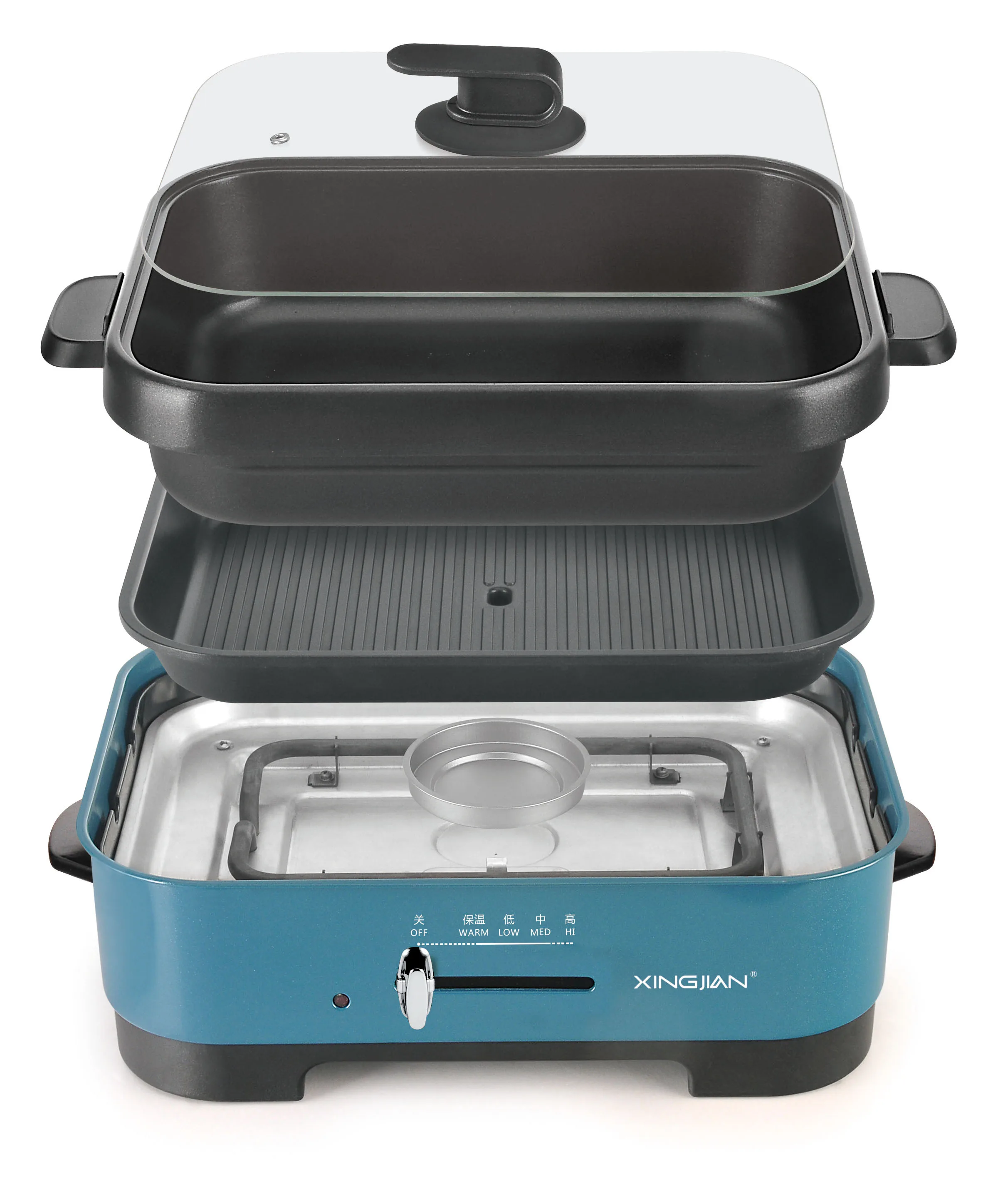 
Electric BBQ grill non stick multi function cooker grill and electrical hot pot cookware set 