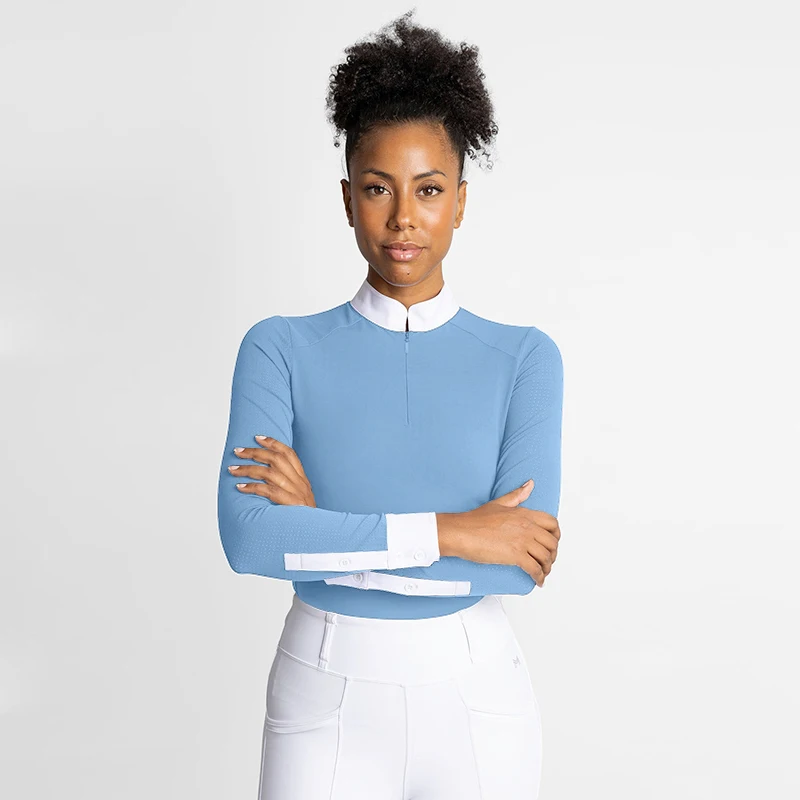 navy blue New design Long Sleeves Equestrian Base Layers Stretchy Ladies Horse Riding Shirt rider clothing for Women