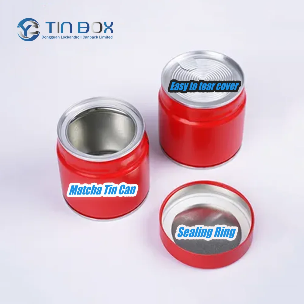 Matcha Tins Air Tight Chrome Round Tea Tin Can Double Lid Tea Canister Small Tin Packaging For Matcha Powder