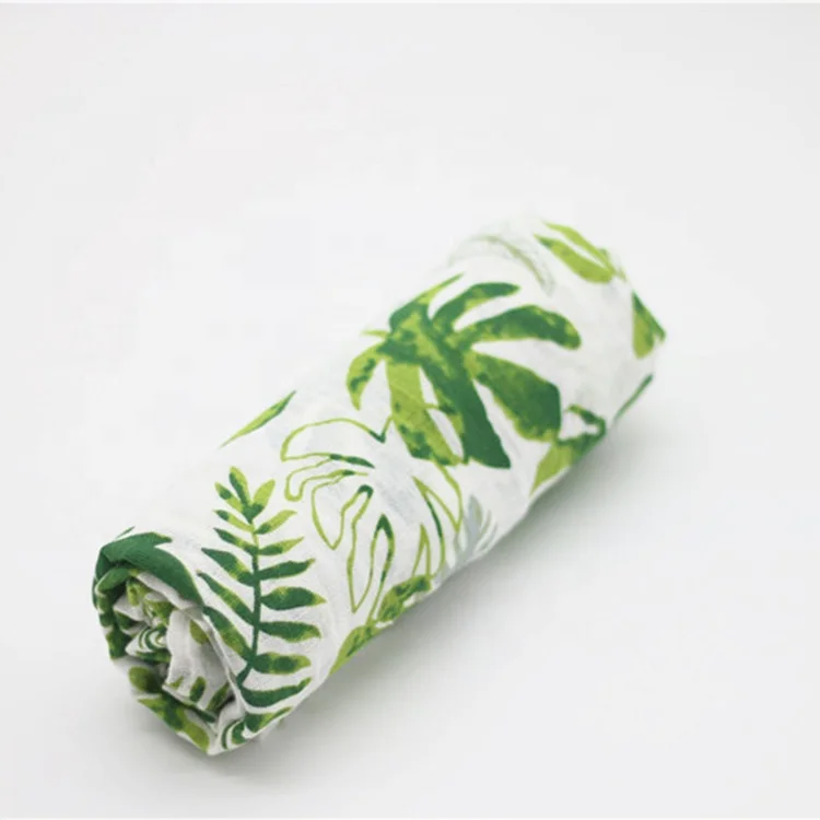 wholesale organic bamboo muslin baby blanket custom print baby muslin swaddle blankets baby muslin