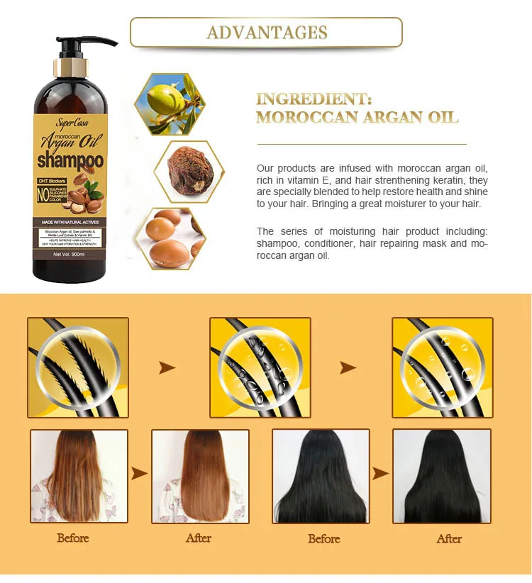 Wholesale Anti Hair Loss Sulfate Free Organic Hair Growth Argan Oil Shampoo And Conditioner Set