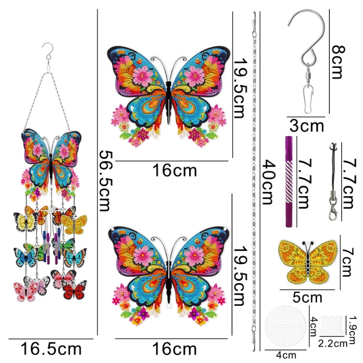 COOLEVE DIY Custom Dot Drill Wind Chime Pendant Creative Design Three-Dimensional round Hanging Picture with Floral Theme