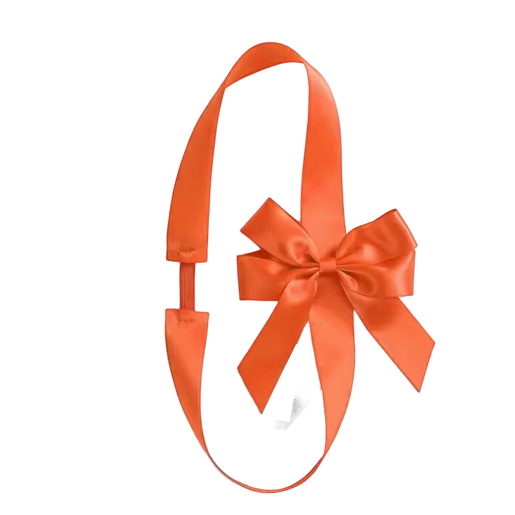 wholesale custom orange pre-tied elastic ribbon bow with stretch loop for gift box packing Wrapping Decoration Elastic Bow