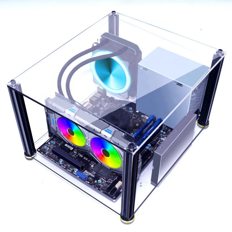 40 X 35cm DIY Open Air PC Case Frame Transparent Acrylic MATX ATX Chassis Cover Computer Case Gaming