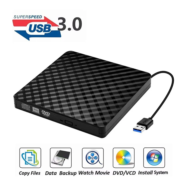 Portable High-Speed USB-C&USB 3.0 CD Burner/DVD Reader Writer External DVD Drive for Laptop PC Desktops