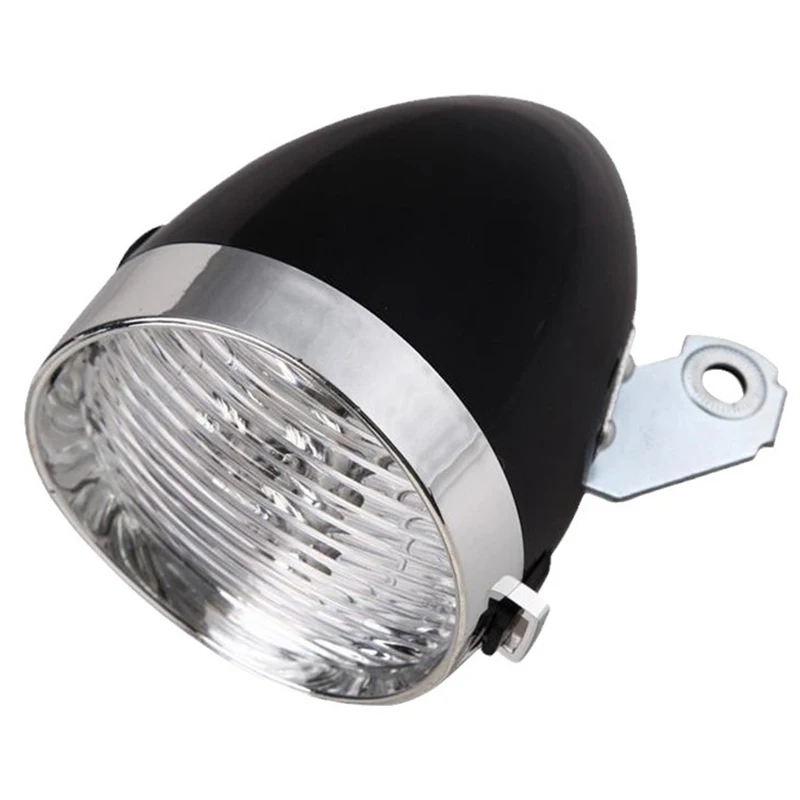 universal retro night with bracket riding bullet light black silver bicycle light round headlight lamp bike light riding safety