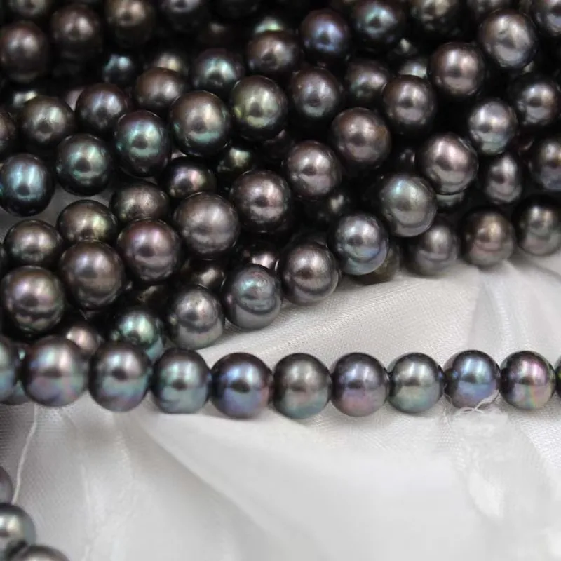 Dyed Black Cultured AAA Round Freshwater Pearl Loose Pearls for Jewelry Making