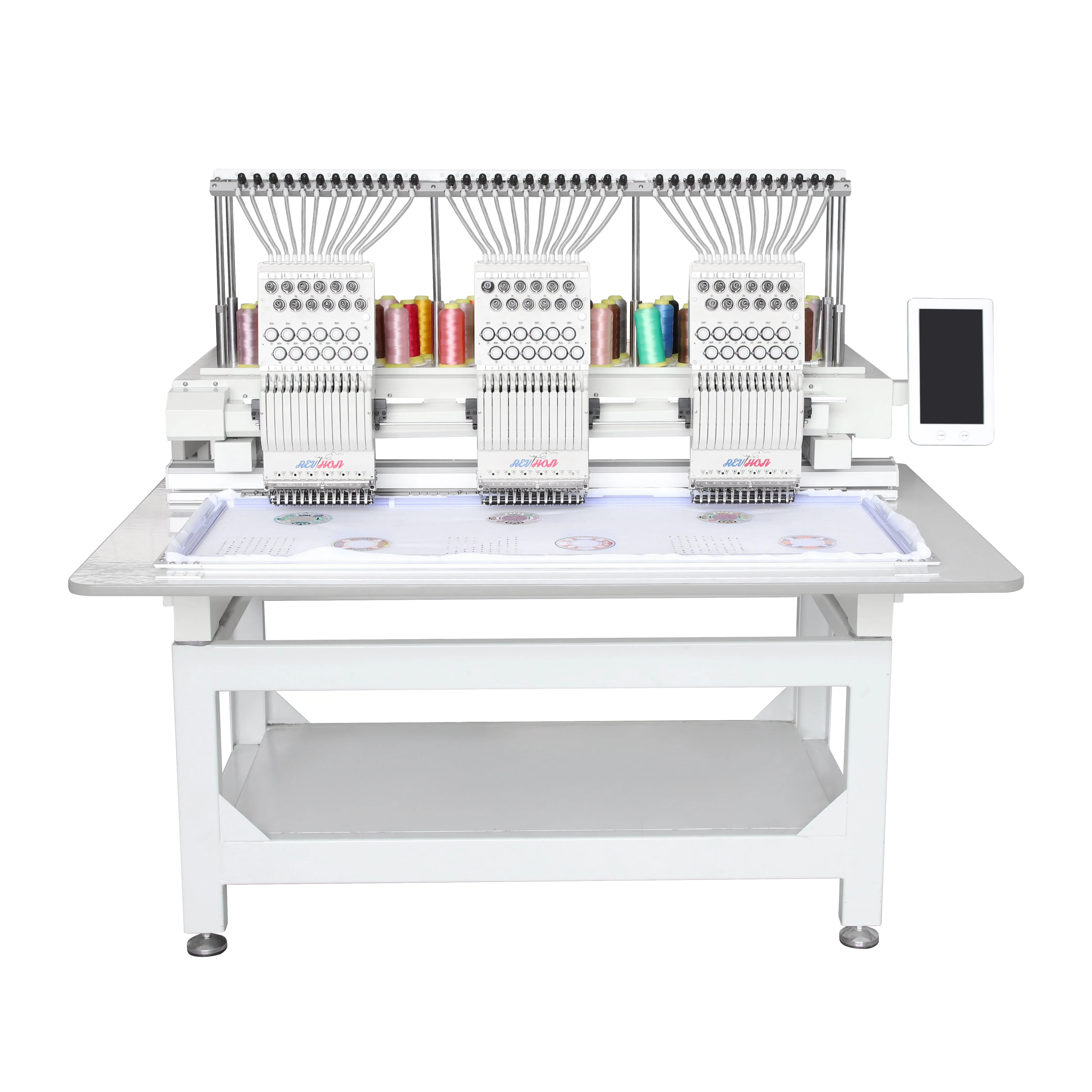 REVHON china factory high quality  high speed 12/15 needle computerized 3 heads embroidery machine for cap T-shirt