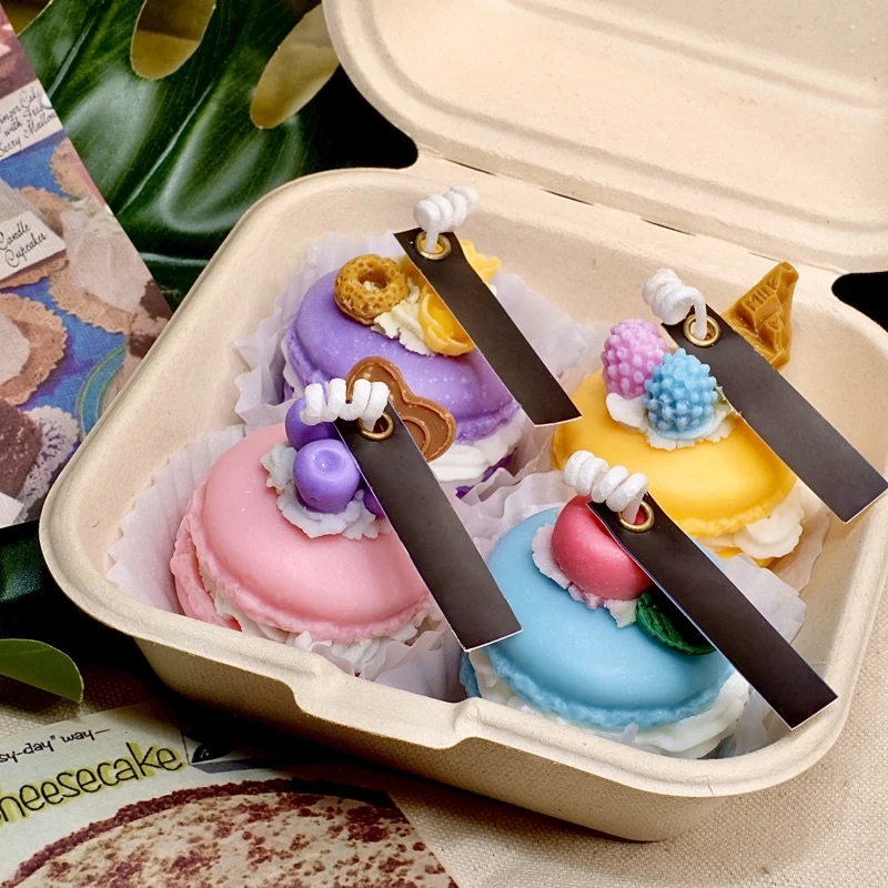 Wholesale custom luxury boho candle designer shape candle aesthetic aromatic decorative vegan food macaron scented art candle