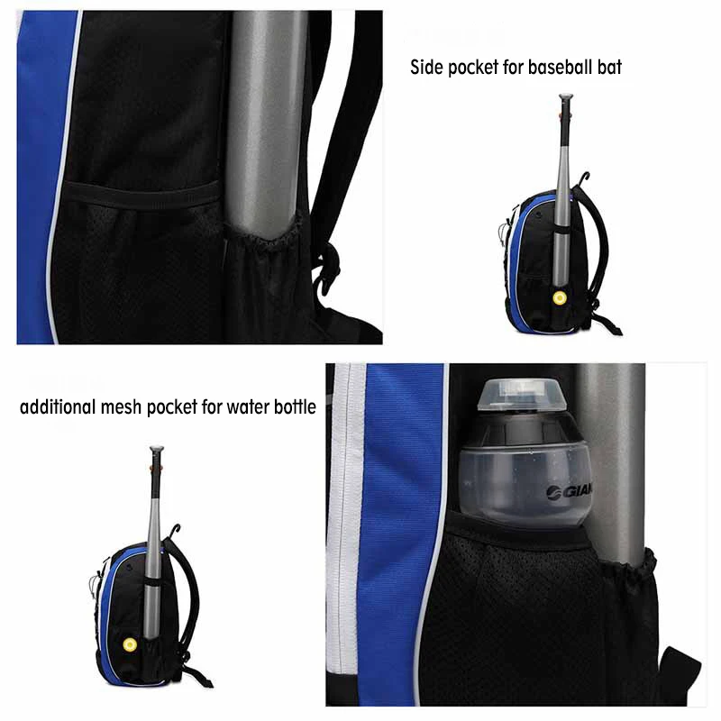 custom professional kids baseball bat equipment backpack lightweight softball bat bag with helmet holder