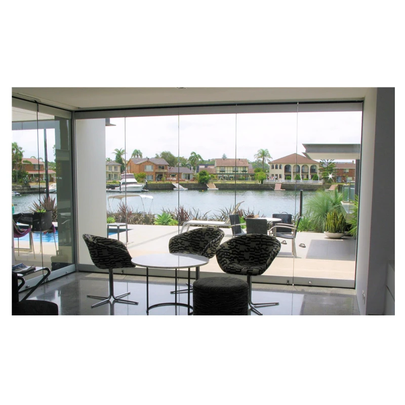 panoramic stacking folding door frameless glass wall