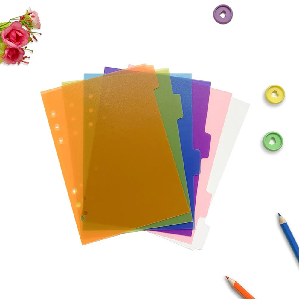 High-quality wholesale custom logo loose-leaf 6-ring binder separator with 6 labels plastic index label separator file.