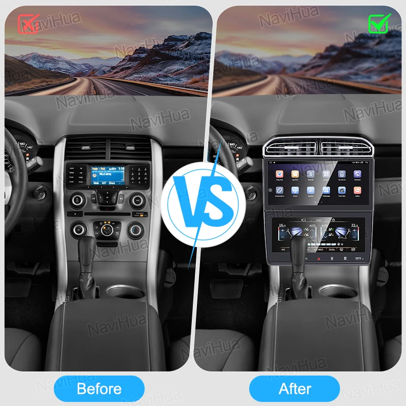 Автомагнитола Navihua Android с панелью климат-контроля двойной экран для Ford Edge 2011-2013 Carplay мультимедийный GPS