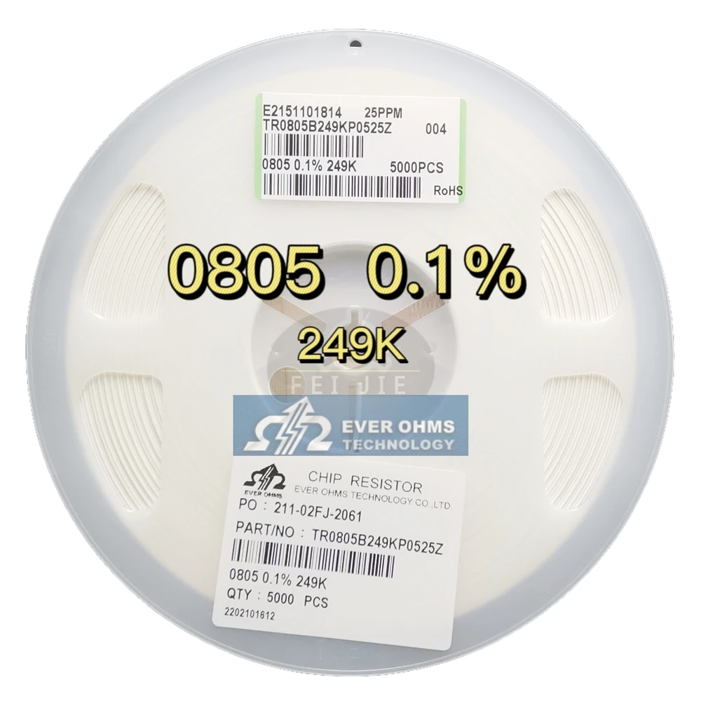Тонкопленочный прецизионный резистор 0805-249K 0.1% 25PPM TR0805B249KP0525Z
