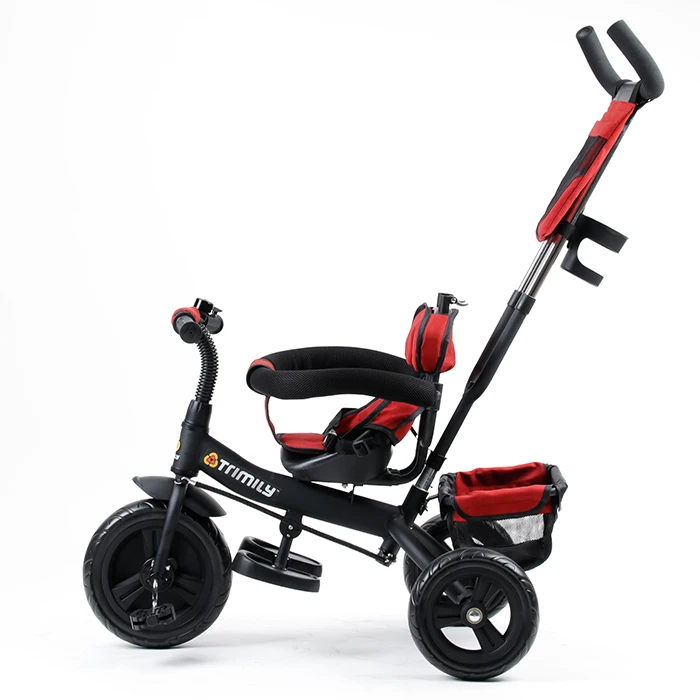 Trimily T306D  4 in 1 Kid Trike Stroller Carbon Steel Frame 3 With Handle Push Bar Child Tricycle With Canopy