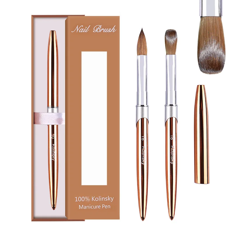 Personalized 100% Kolinsky Acrylic Nail Brush Custom Logo Metal Handle 100% Pure Kolinsky Germany Acrylic Nail Brush Suppliers