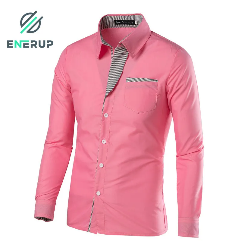 Оптовая продажа, новый дизайн мужской рубашки Enerup с длинным рукавом, Мужская Корейская приталенная формальная повседневная мужская рубашка
