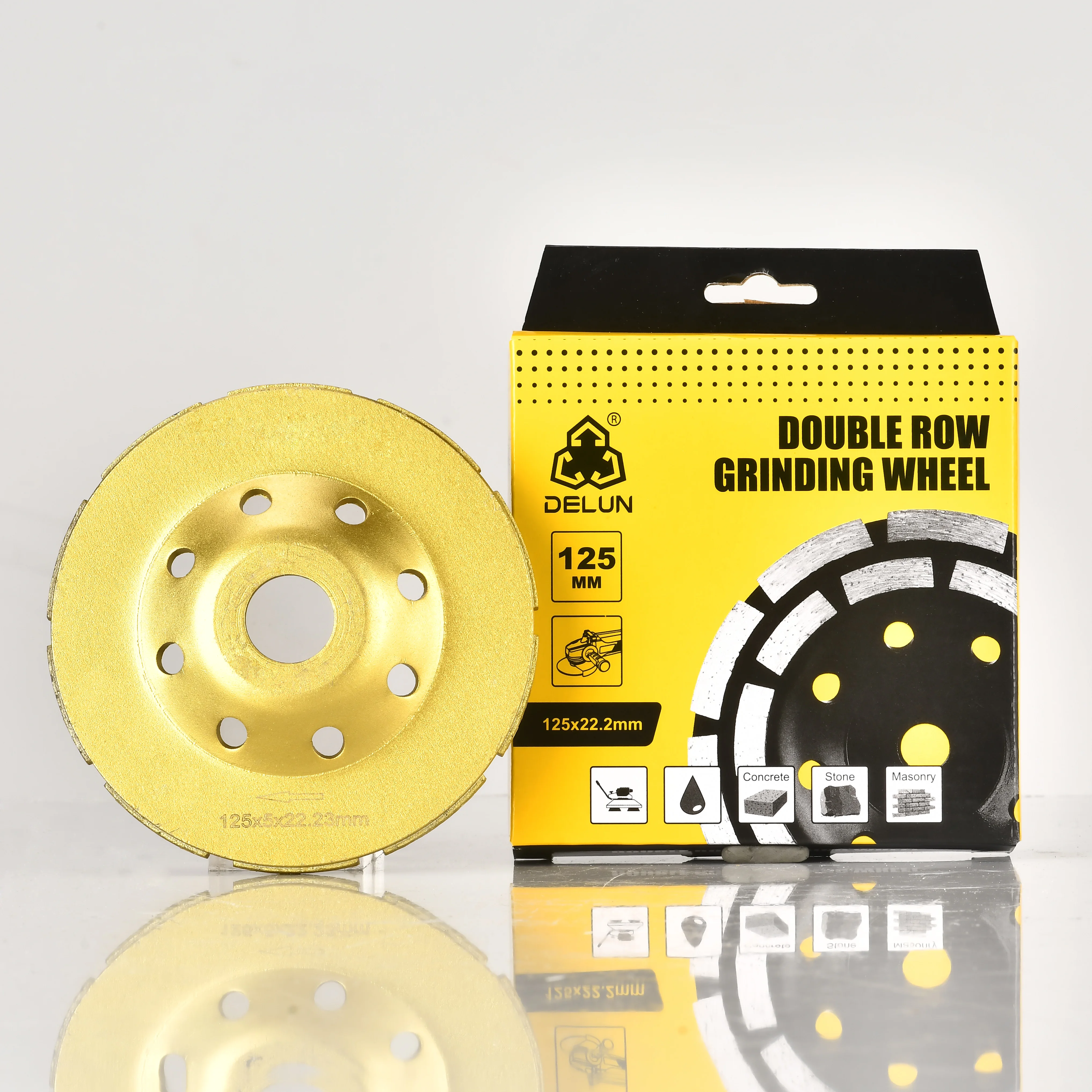 DELUN 4 5 дюймов 115 мм Высокопроизводительные алмазные чашки шлифовальные круги двухрядные Заводские поставки Китай промышленные