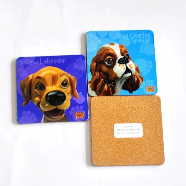 OEM My family pet dog photo printing drink cup coaster, wooden cork tea coaster printing your own pictures
