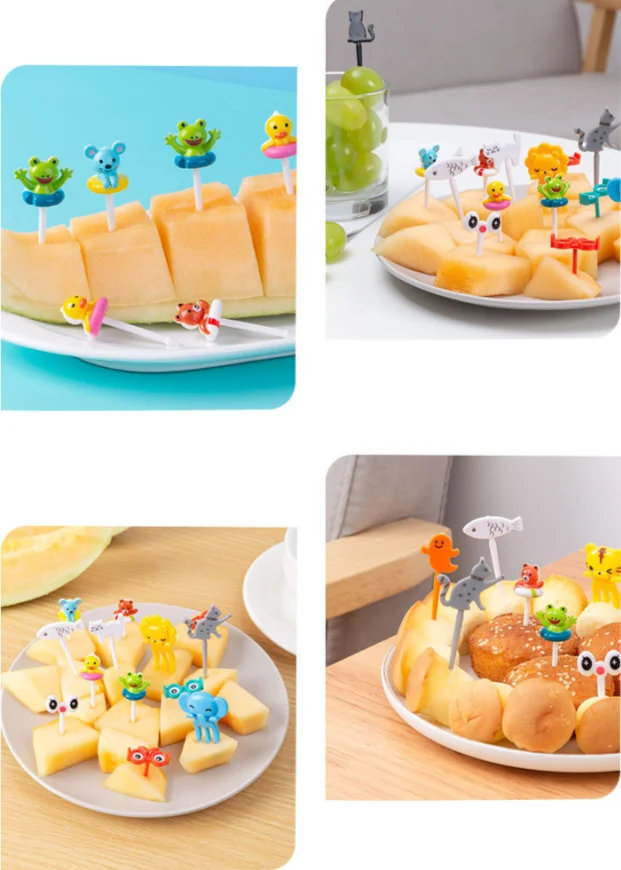 Mini Food Picks for Kids for bento lunch box Cartoon Toothpick for Fruit Cake Dessert Pastry Party Supply for Children