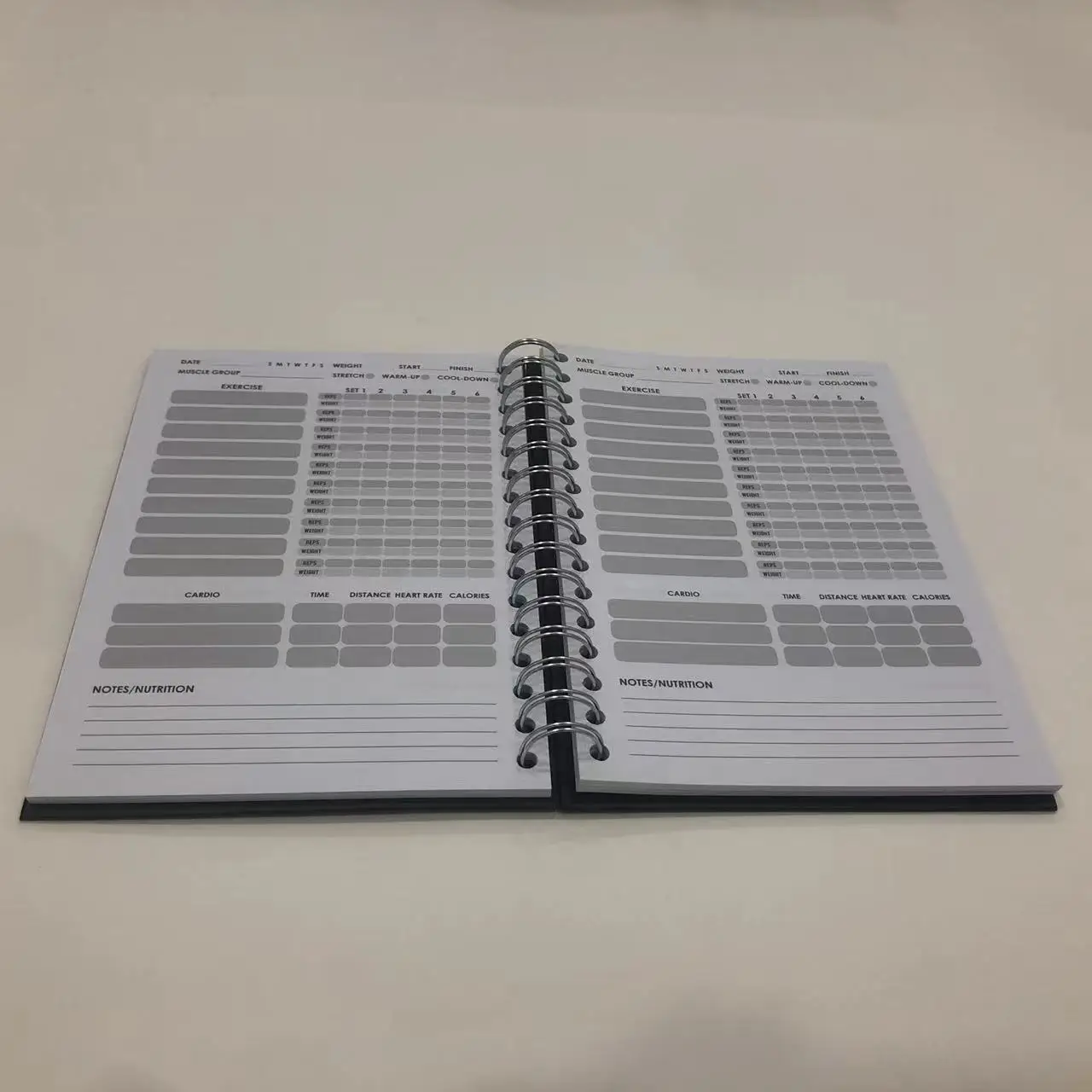 Custom printing hardcover daily workout log book fitness journal gym planner