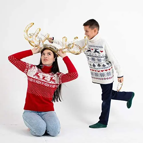2021 Shinny Christmas Inflatable Reindeer Antler Hat With Rings