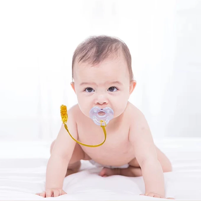 Pacifier Clip Holder Silicone Anti-drop Chain Baby Teething Toys Easy Clean Chewable Silicone Baby Pacifier Clip