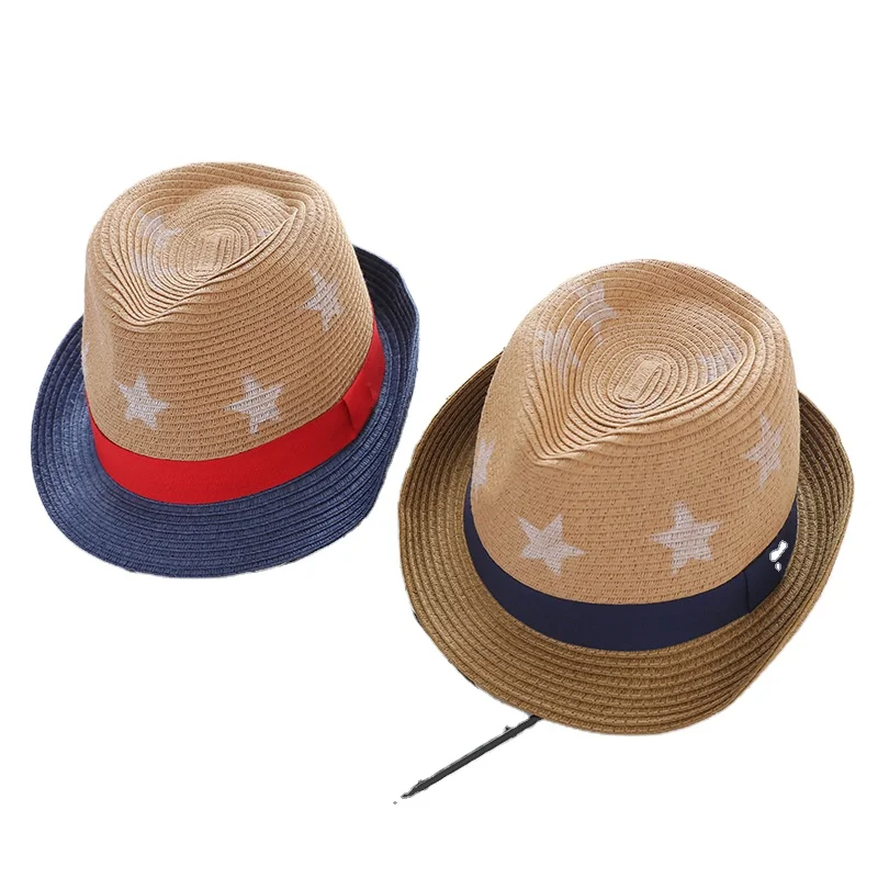 Детская соломенная шляпа H003, Пляжная Солнцезащитная шляпа для мальчиков и девочек, джазовая шляпа для рыбаков и полных